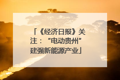《经济日报》关注：“电动贵州”建强新能源产业