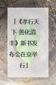 《孝行天下 善化清丰》新书发布会在京举行