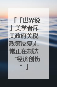 「世界说」美学者斥美政府关税政策反复无常正在制造“经济创伤”