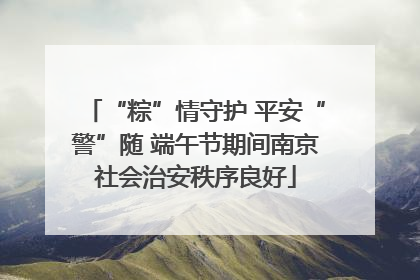 “粽”情守护 平安“警”随 端午节期间南京社会治安秩序良好