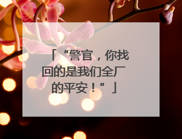 “警官，你找回的是我们全厂的平安！”