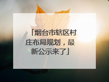 烟台市辖区村庄布局规划，最新公示来了