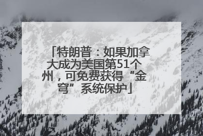 特朗普：如果加拿大成为美国第51个州，可免费获得“金穹”系统保护