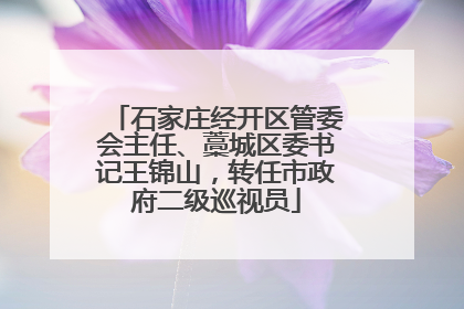 石家庄经开区管委会主任、藁城区委书记王锦山，转任市政府二级巡视员