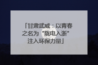 甘肃武威：以青春之名为“陇电入浙”注入环保力量
