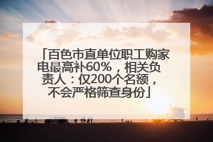 百色市直单位职工购家电最高补60％，相关负责人：仅200个名额，不会严格筛查身份