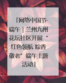网络中国节·端午｜兰州九州花坛社区开展“红色领航 粽香敬老”端午主题活动