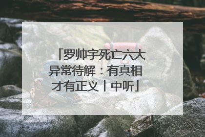 罗帅宇死亡六大异常待解：有真相才有正义丨中听