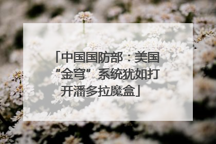 中国国防部：美国“金穹”系统犹如打开潘多拉魔盒