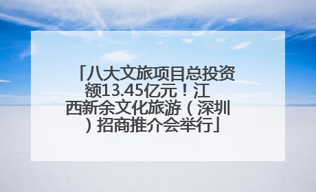 八大文旅项目总投资额13.45亿元！江西新余文化旅游（深圳）招商推介会举行
