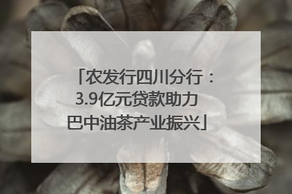 农发行四川分行：3.9亿元贷款助力巴中油茶产业振兴