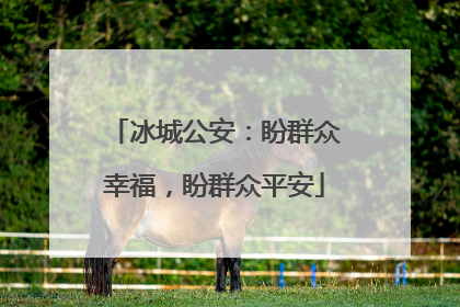 冰城公安：盼群众幸福，盼群众平安
