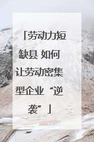 劳动力短缺县 如何让劳动密集型企业“逆袭”