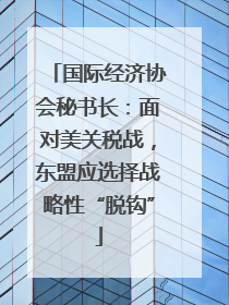 国际经济协会秘书长：面对美关税战，东盟应选择战略性“脱钩”
