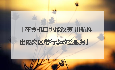 在登机口也能改签 川航推出隔离区带行李改签服务