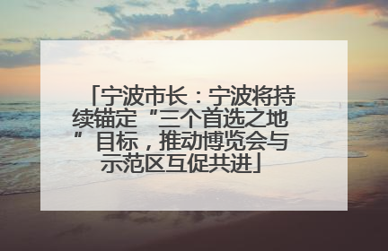 宁波市长：宁波将持续锚定“三个首选之地”目标，推动博览会与示范区互促共进