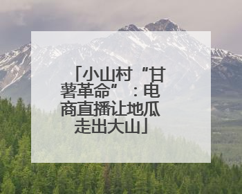 小山村“甘薯革命”：电商直播让地瓜走出大山