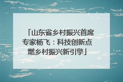 山东省乡村振兴首席专家杨飞：科技创新点燃乡村振兴新引擎