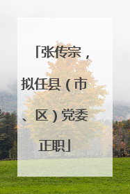张传宗，拟任县（市、区）党委正职