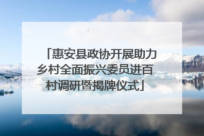 惠安县政协开展助力乡村全面振兴委员进百村调研暨揭牌仪式