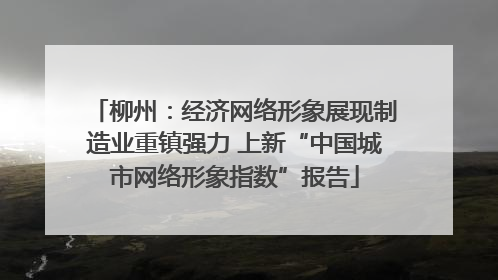 柳州：经济网络形象展现制造业重镇强力 上新“中国城市网络形象指数”报告