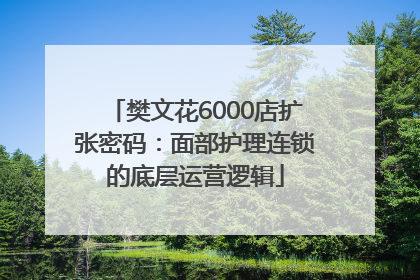 樊文花6000店扩张密码：面部护理连锁的底层运营逻辑