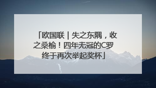 欧国联｜失之东隅，收之桑榆！四年无冠的C罗终于再次举起奖杯