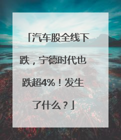 汽车股全线下跌，宁德时代也跌超4%！发生了什么？