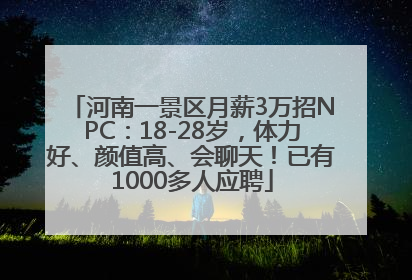 河南一景区月薪3万招NPC：18-28岁，体力好、颜值高、会聊天！已有1000多人应聘
