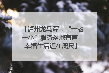 泸州龙马潭：“一老一小”服务落地有声 幸福生活近在咫尺