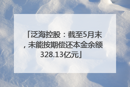 泛海控股：截至5月末，未能按期偿还本金余额328.13亿元