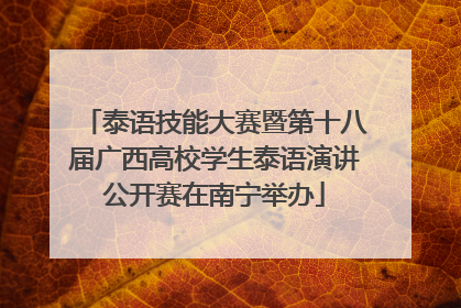 泰语技能大赛暨第十八届广西高校学生泰语演讲公开赛在南宁举办