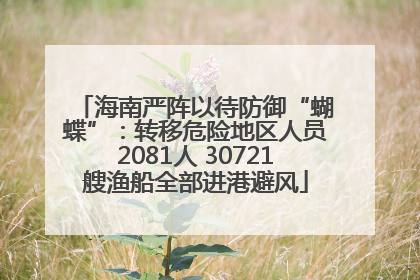海南严阵以待防御“蝴蝶”：转移危险地区人员2081人 30721艘渔船全部进港避风