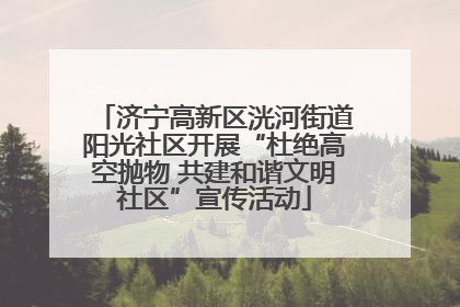 济宁高新区洸河街道阳光社区开展“杜绝高空抛物 共建和谐文明社区”宣传活动