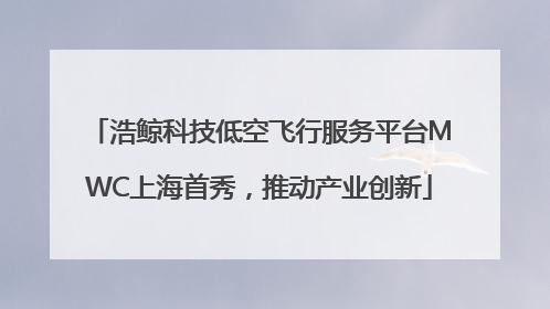 浩鲸科技低空飞行服务平台MWC上海首秀，推动产业创新