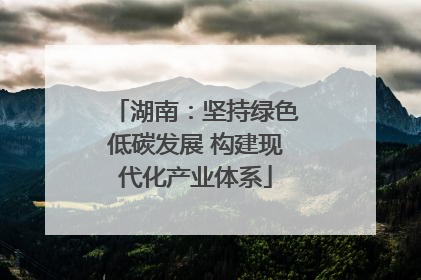 湖南：坚持绿色低碳发展 构建现代化产业体系