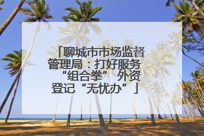聊城市市场监督管理局：打好服务“组合拳” 外资登记“无忧办”