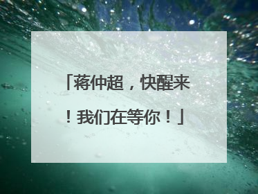 蒋仲超，快醒来！我们在等你！