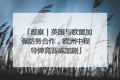 观察｜英国与欧盟加强防务合作，欧洲中程导弹竞赛或加剧