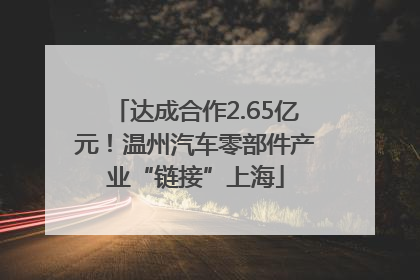 达成合作2.65亿元！温州汽车零部件产业“链接”上海