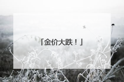 金价大跌！
