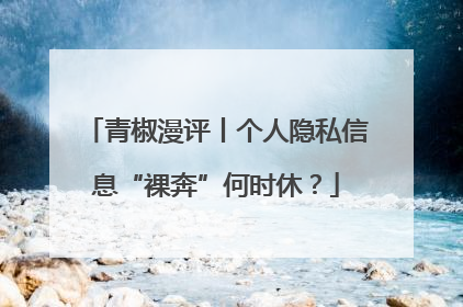 青椒漫评丨个人隐私信息“裸奔”何时休？
