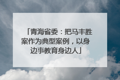 青海省委：把马丰胜案作为典型案例，以身边事教育身边人