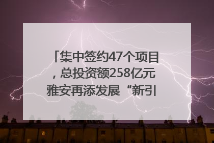 集中签约47个项目，总投资额258亿元 雅安再添发展“新引擎”｜数读西投