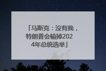 马斯克：没有我，特朗普会输掉2024年总统选举