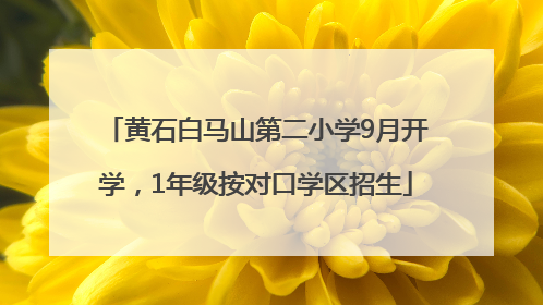 黄石白马山第二小学9月开学，1年级按对口学区招生